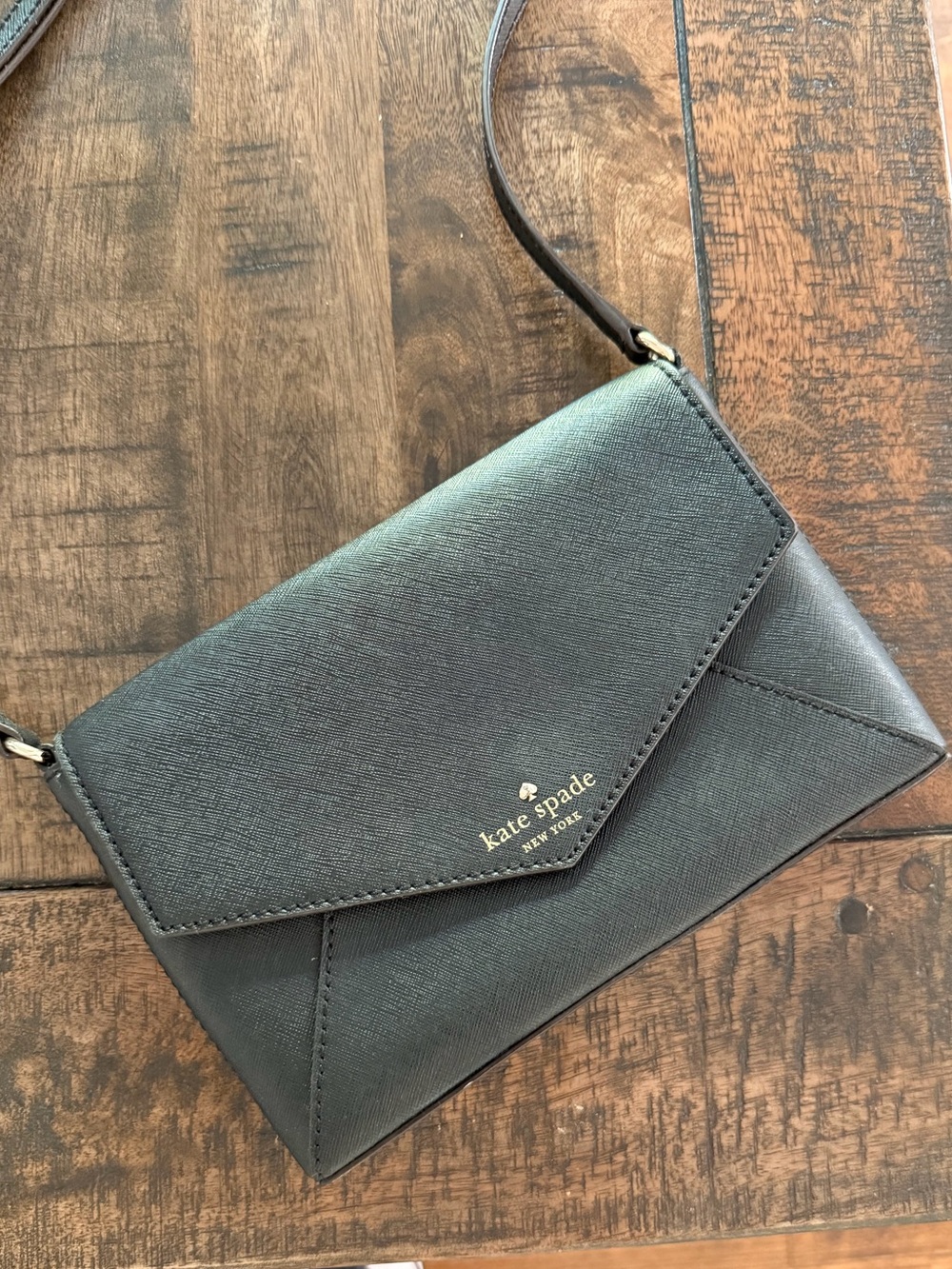 kate spade Black Leather Envelope Crossbody Bag